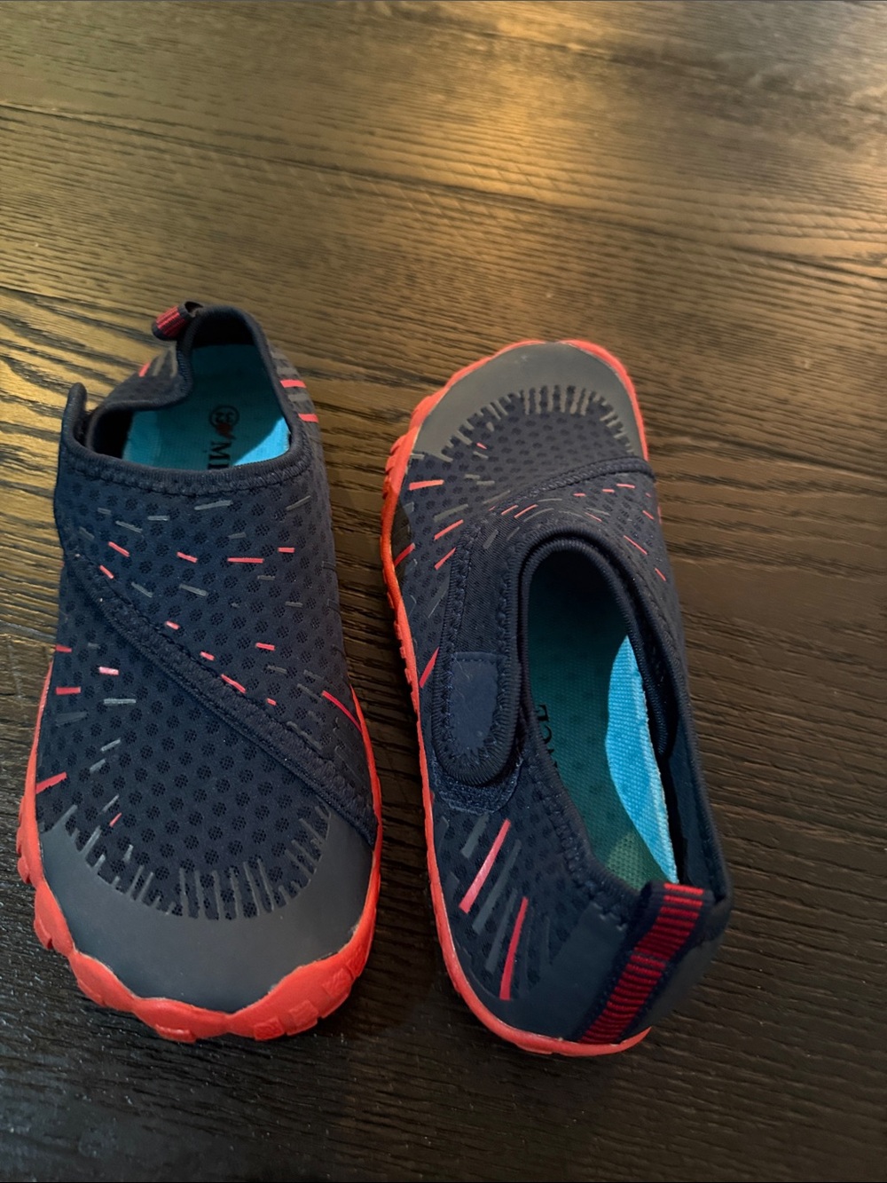 Kids Navy and Coral Slip-On Water Shoes by Merence